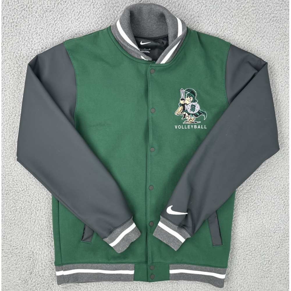 Nike Michigan State Spartans Volleyball Letterman Jacket Men‎ Small Green MSU